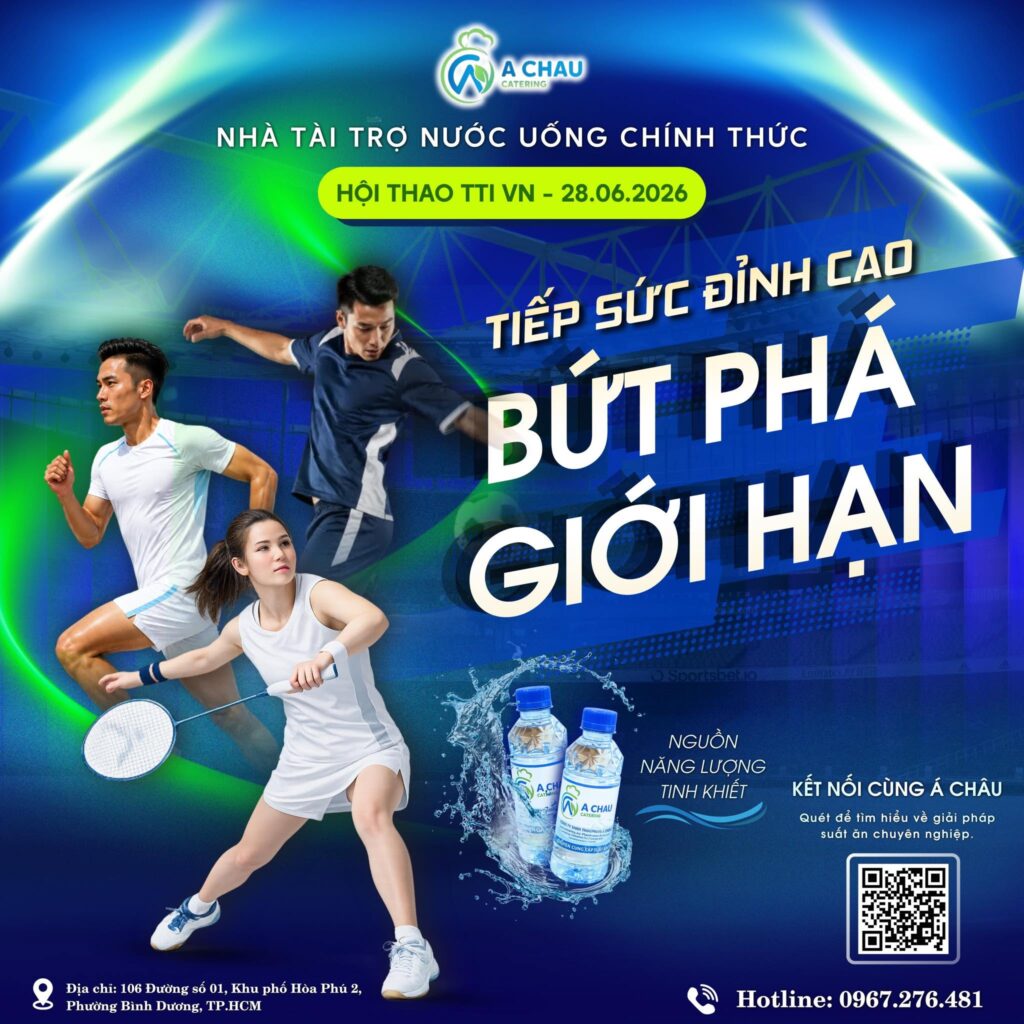 Banner sự kiện TTI Sports Day 2026 bứt phá giới hạn cùng nhà tài trợ Á Châu Catering
